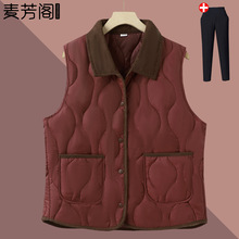 中老年人秋装夹棉马甲女新款洋气羽绒棉马夹妈妈冬季薄款背心外穿