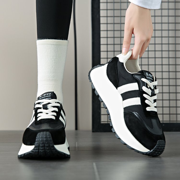 Forrest Gump Shoes Women's New Thick Sole Shoes Popular Women's Leather Heightening Retro Maillard Sports Women's Shoes_voghion.com