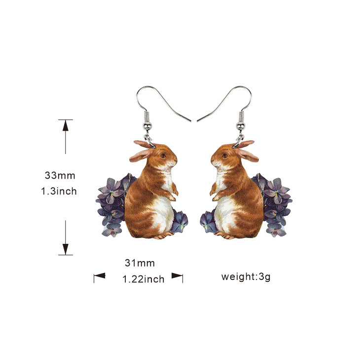Easter wooden retro chick rabbit menu earrings_voghion.com