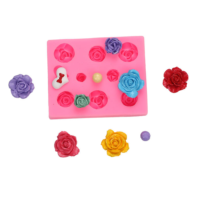 Tridimensional Rosa amor pequeña flor hornear fondant molde de silicona chocolate arcilla epoxi Decoración Accesorios en stock