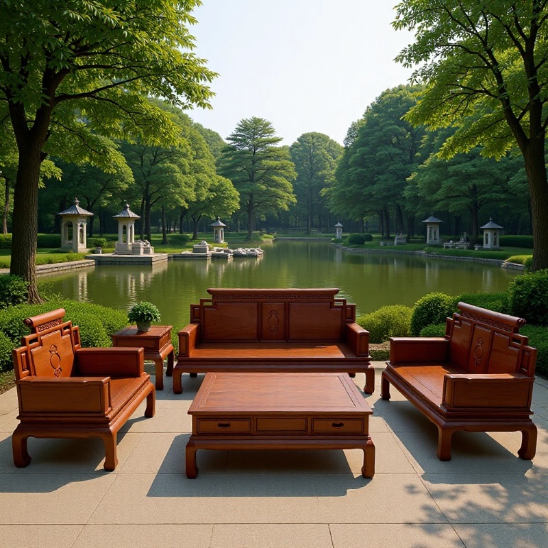 Redwood Sofa, New Chinese Style, All Solid Wood, Golden Rosewood, Living Room Set, All Natural Wood, Indonesian Rosewood, Self-Built Villa