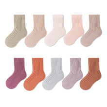 2025春季粗条纯色宝宝中筒袜 韩国婴儿双针潮袜 男女童纯棉袜批发