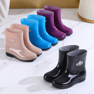 New Rain Boots Women's Short Tube Non-slip Warm Rubber Shoes overshoes Waterproof Kitchen Rain Boots Water Shoes Women's Light Work Winter