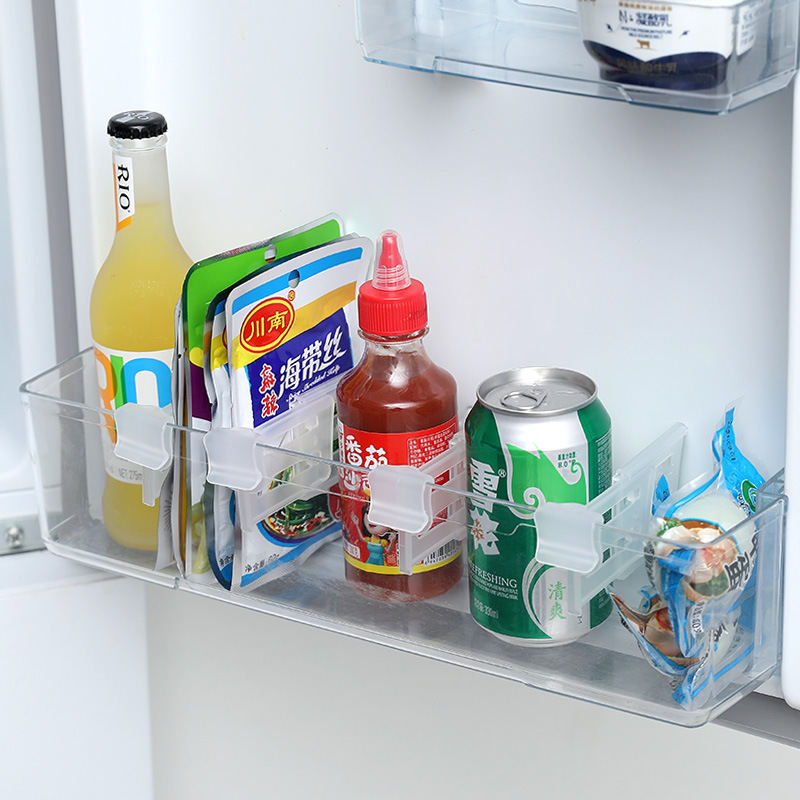 Caja de almacenamiento de tablero de partición retráctil de puerta lateral del refrigerador dentro de acabado tablero de compartimiento alargado condimento tablero de partición de almacenamiento pequeño