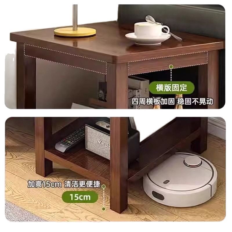 無垢材脚の小さなコーヒーテーブルリビングルームホームスクエアサイドテーブルコーナーテーブルシンプルモダンソファサイドキャビネット小さな正方形テーブル|undefined