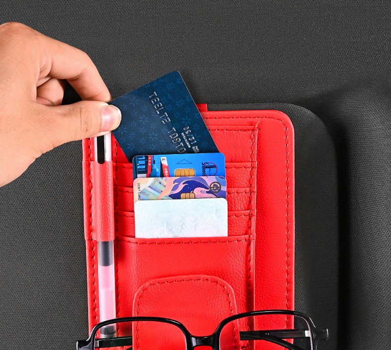 Car card holder, car sun visor ticket holder, glasses clip, document holder, storage clip, lychee pattern, high-speed gas card