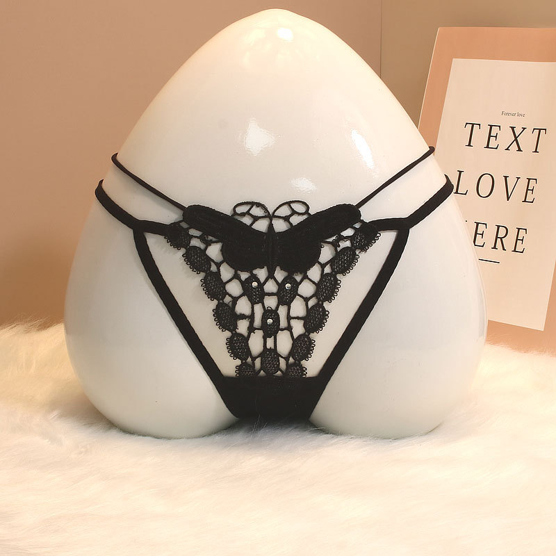 Foreign trade hollow out thong women's hot rhinestone sexy seamless temptation sexy thin strap Young Women's solid color Hot T pants wholesale