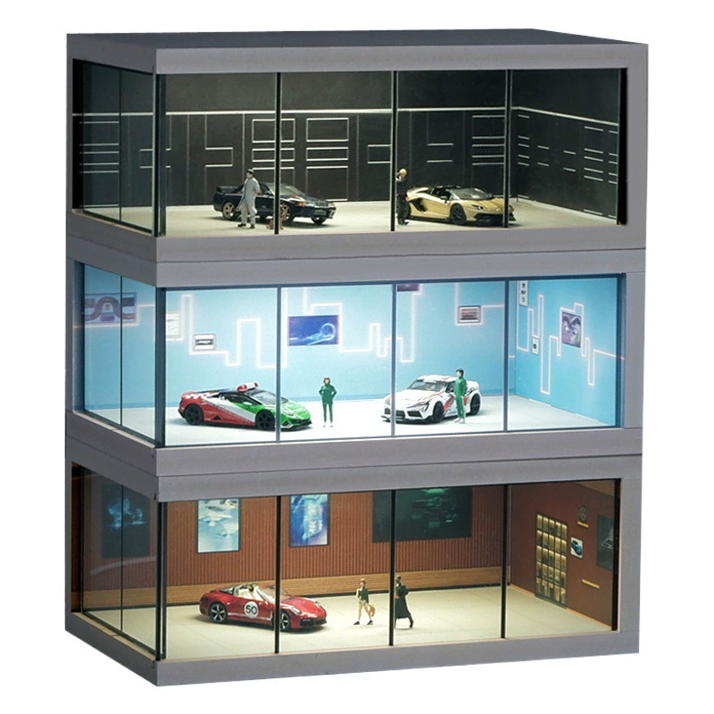 1:64 имитация сплава Модель автомобиля выставочный зал гараж сцена высокая проницаемость акриловая парковка модель витрина с подсветкой