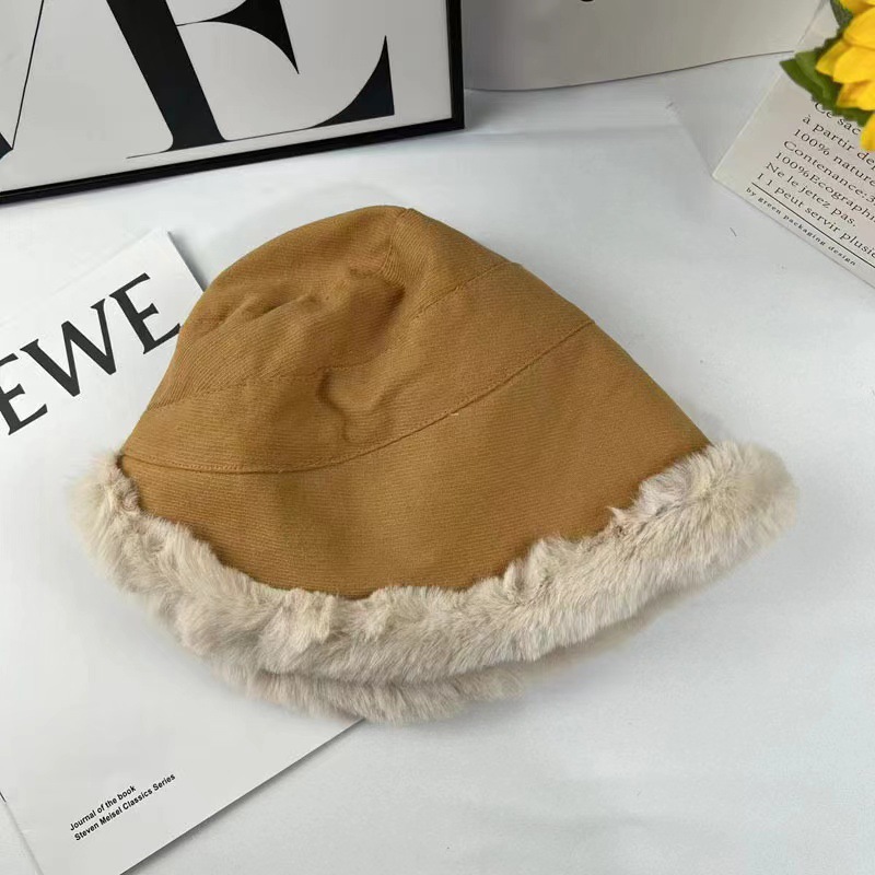新款顯臉小蒙古帽子女冬季保暖加絨時尚盆帽加厚時尚毛絨漁夫帽潮