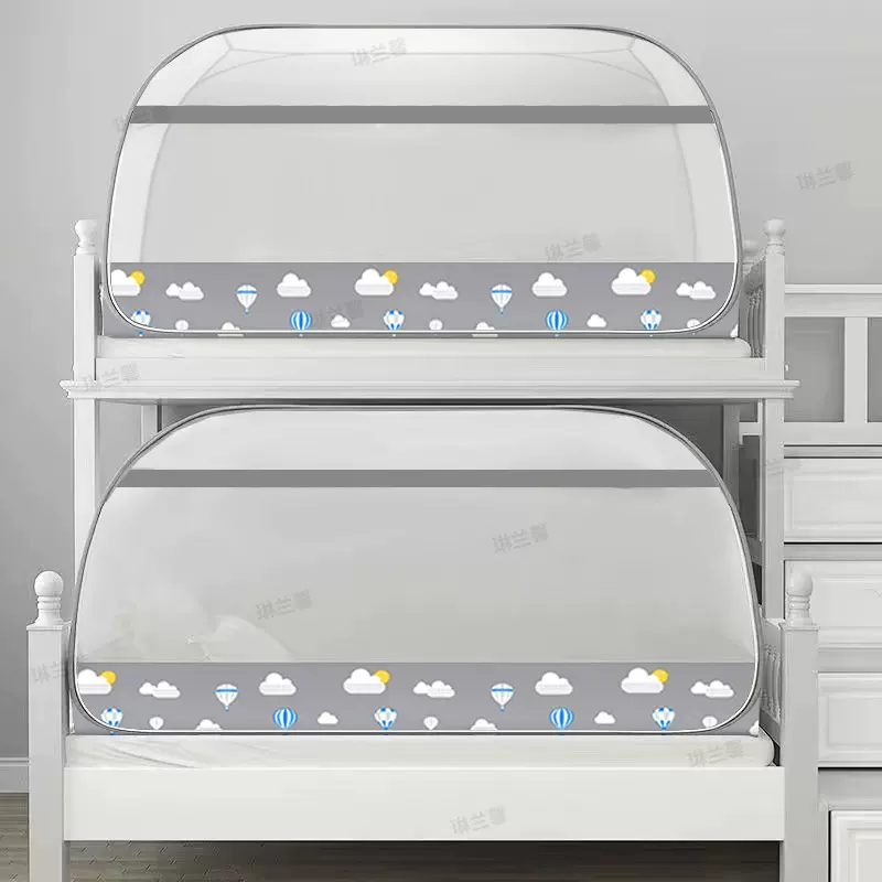 方顶蚊帐学生宿舍单人0.9m上下床铺子母免安装帐篷蒙古包全底防摔