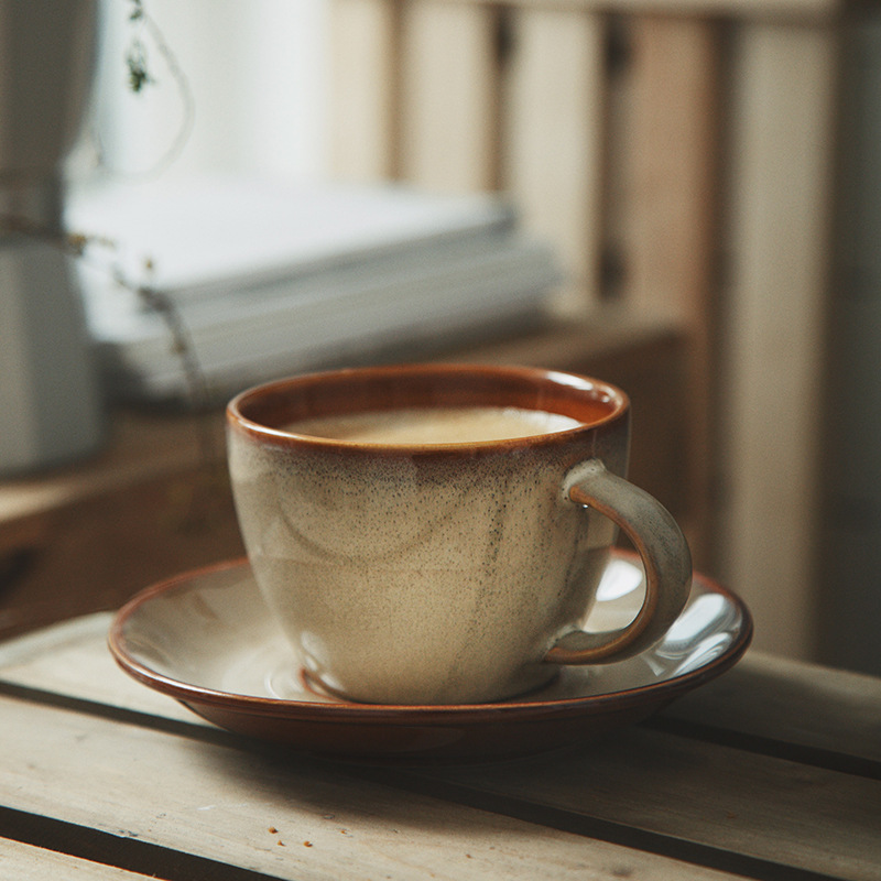 Horno retro transfronterizo taza de café y platillo traje de gran capacidad Taza de cerámica taza de agua taza de té simple taza creativa taza