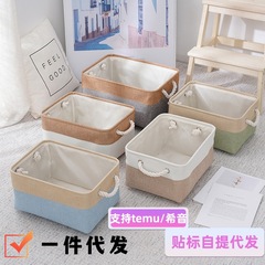国境を越えた人気商品 temu Xiyin ラベル付きリネン収納バスケット 大型衣類キルトおもちゃ収納収納バスケット