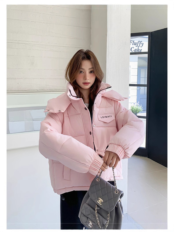 欧货短款羽绒棉服女2025年冬季新款时尚防寒连帽面包服小个子外套|undefined