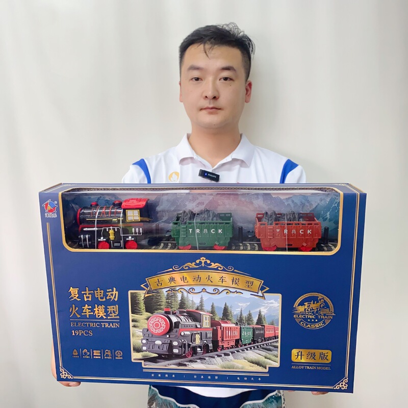 圣诞遥控复古蒸汽小火车动车模型男孩玩具儿童绿皮轨道车益智玩具|undefined