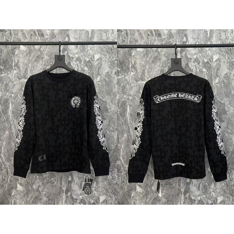 2025クロスボーダートレンディブランドクロウ初春新作ラウンドネック長袖サンスクリットプリント長袖Tシャツスポット卸売|undefined