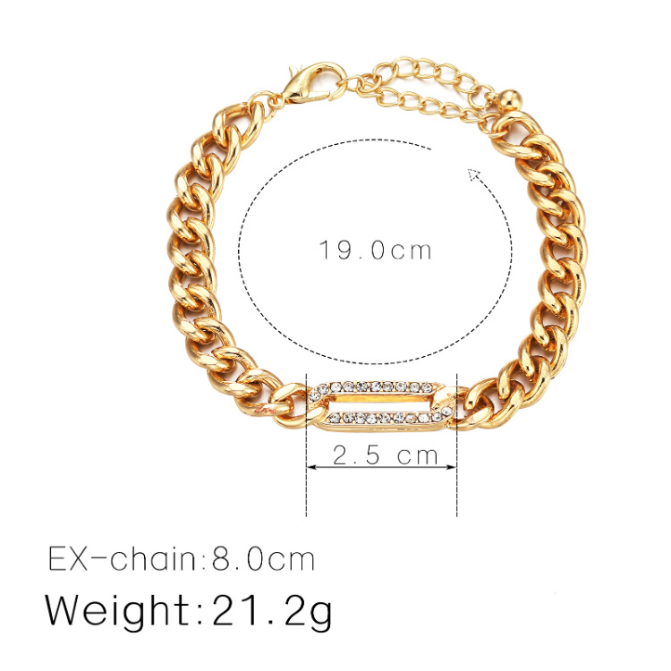 Thick Flat Chain Diamond Bracelet Wholesale Nihaojewelry display picture 1