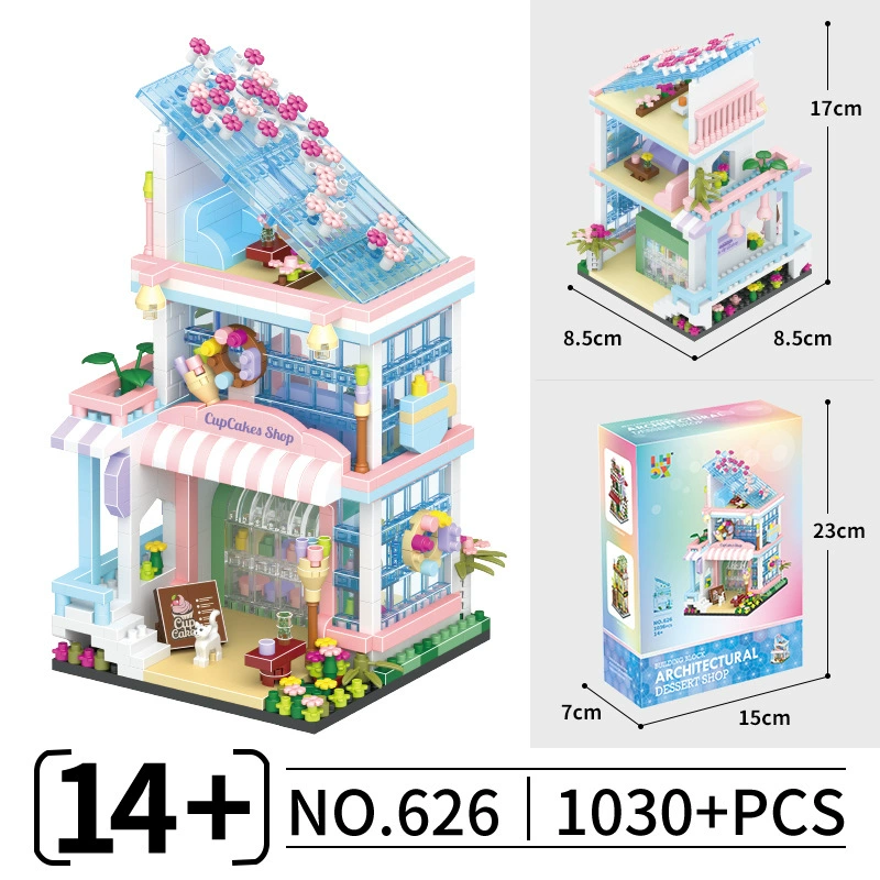 Constructor toy Cherry Tree, modular building kit with LED option, desk decorative model