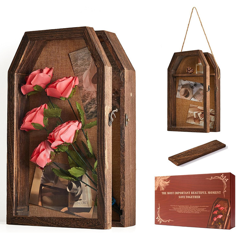 Wooden Shadow Box Photo Frame Display Box Dried Flower Commemorative Box Wall-Mounted Storage Box Solid Wood Memory Box Display Box