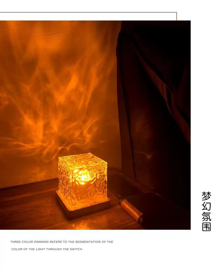 Square Ambient Night Light, Bedside Table Lamp, Multiple Color Modes & Rechargeable Options