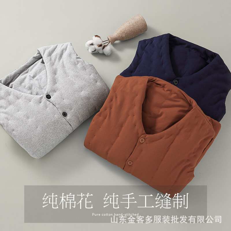 Winter cotton handmade vest for middle-aged and elderly men thickened warm loose dad vest cotton waistcoat inside and outside wear