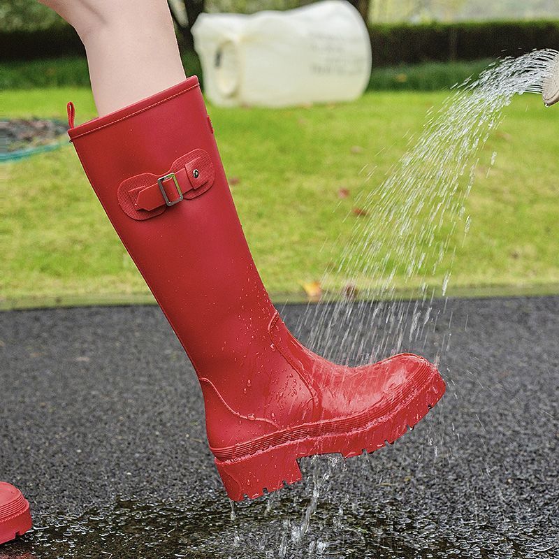 雨鞋女时尚款外穿高筒雨靴新款网红水鞋成人水靴防滑防水厚底胶鞋|undefined