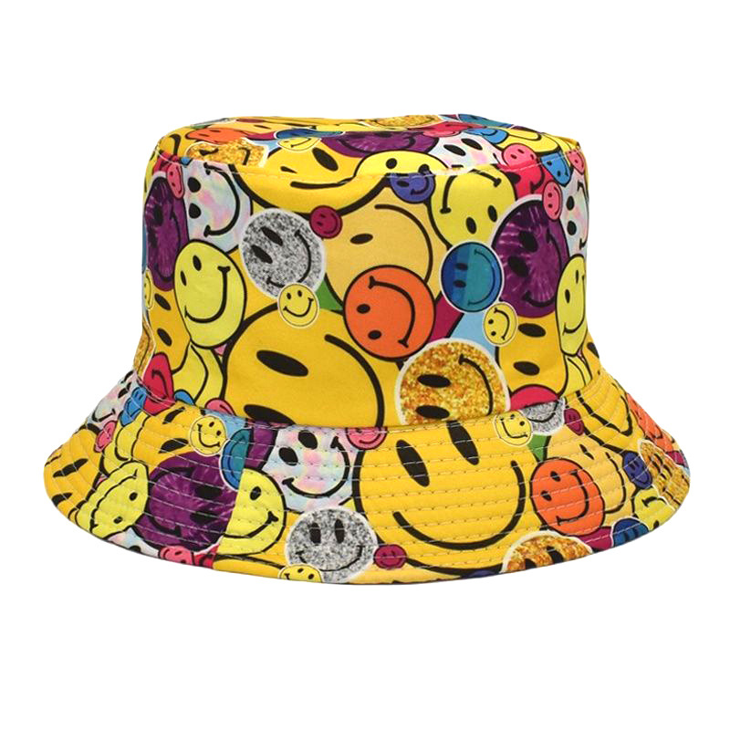 Unisex Modern Style Houndstooth Smiley Face Flat Eaves Bucket Hat display picture 4