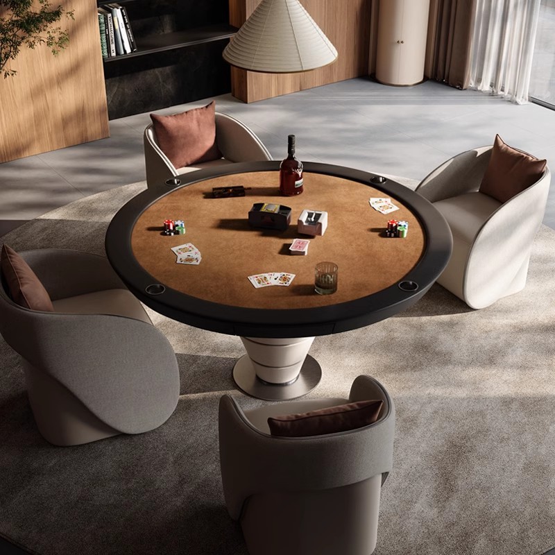 Mesa especial para huevos, madera maciza, moderna, de lujo ligero italiano, mesa de póquer de Texas, villa de alta gama, combinación de mesa y silla