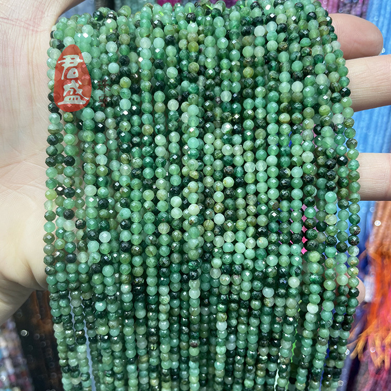 Natural Phlogopite Green Pearl Bead Faceted Cut Necklace DIY Jewelry Accessory Wholesale Semi-finished Product Direct Manufacturer