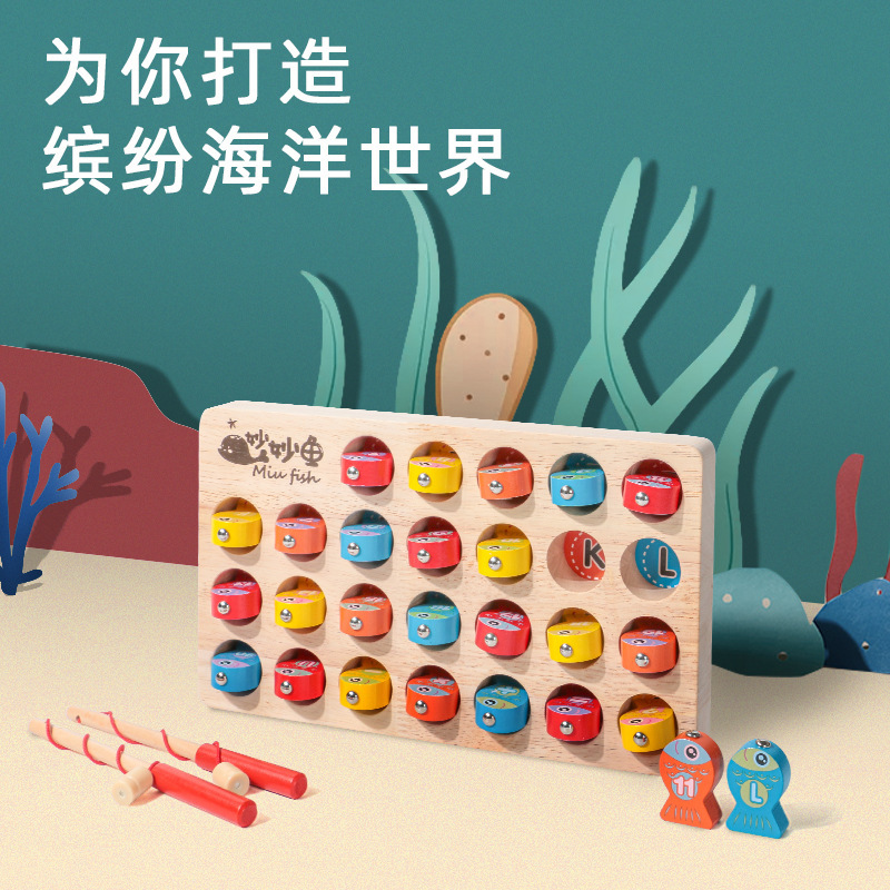 Juguetes de madera para niños, números magnéticos, letras, pesca maravillosa, educación temprana, juguetes educativos, juguetes de entrenamiento de movimiento de manos