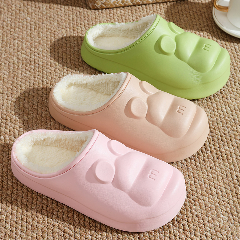 Winter Cartoon Bear EVA Waterproof Cotton Slippers, Fleece-Lined, Thickened, Non-Slip, Couple's Home Slippers, Closed-Toe Design, Export and Dropshipping Available Winter Cartoon Bear EVA Waterproof Cotton Slippers, Fleece-Lined, Thickened, Non-Slip, Couple's Home Slippers, Closed-Toe Design, Export and Dropshipping Available