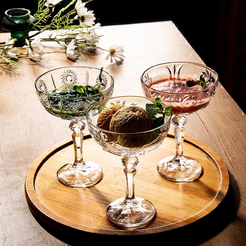 일본 유리 디저트 컵 아이스크림 컵 아이스크림 컵 요구르트 컵 과일 샐러드 그릇 가정용 잔 스무디