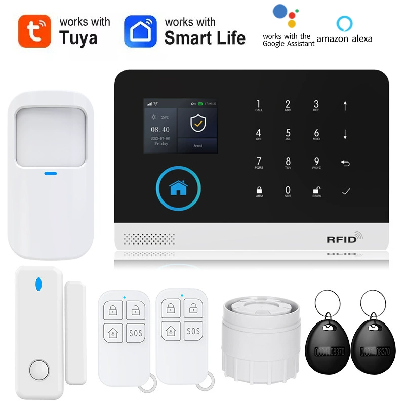 GSM WiFi защита безопасности Alexa Tuya домашняя охрана против кражи датчик движения дверной магнитный сигнализация система безопасности