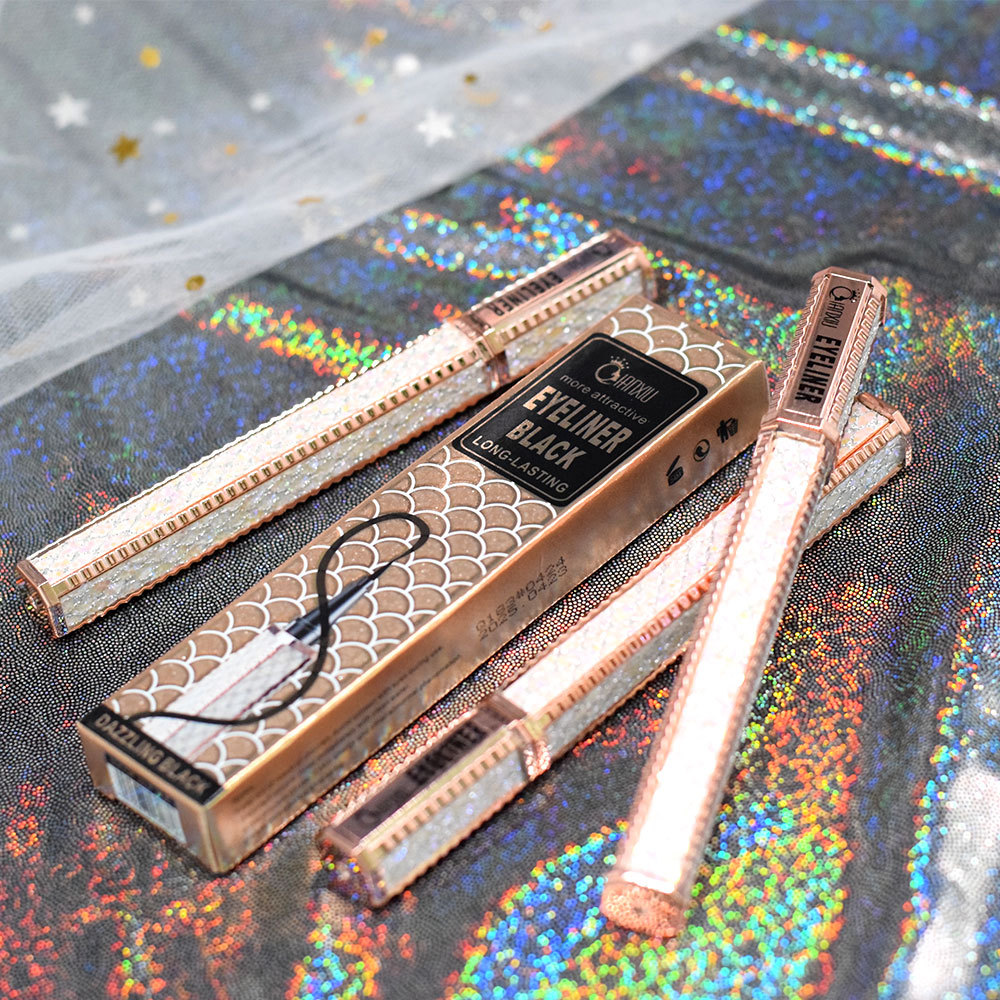 QIANXIU Sparkling Star Diamond Waterproof, oil-resistant, non-smudge Eyeliner, extremely fine tip, Smooth, quick-drying black eyeliner Liquid undefined