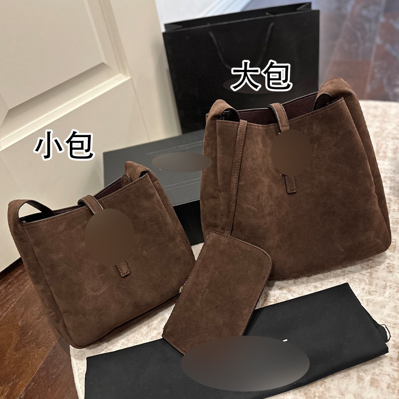 水桶包大容量通时尚磨砂质感慵懒风勤麂皮hobo包腋下包单肩包包女|undefined