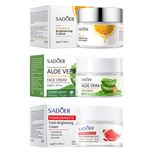 Full English Face Cream 50g SADOER Vitamin C Aloe Vera Red Pomegranate Whitening Moisturizing Cream Cross-border Foreign Trade Wholesale