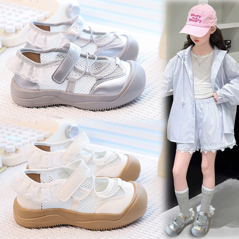 Sandalias deportivas estilo ballet para niñas verano 2025 nuevos zapatos de malla para niños zapatos casuales princesa de estilo occidental para niñas image 3