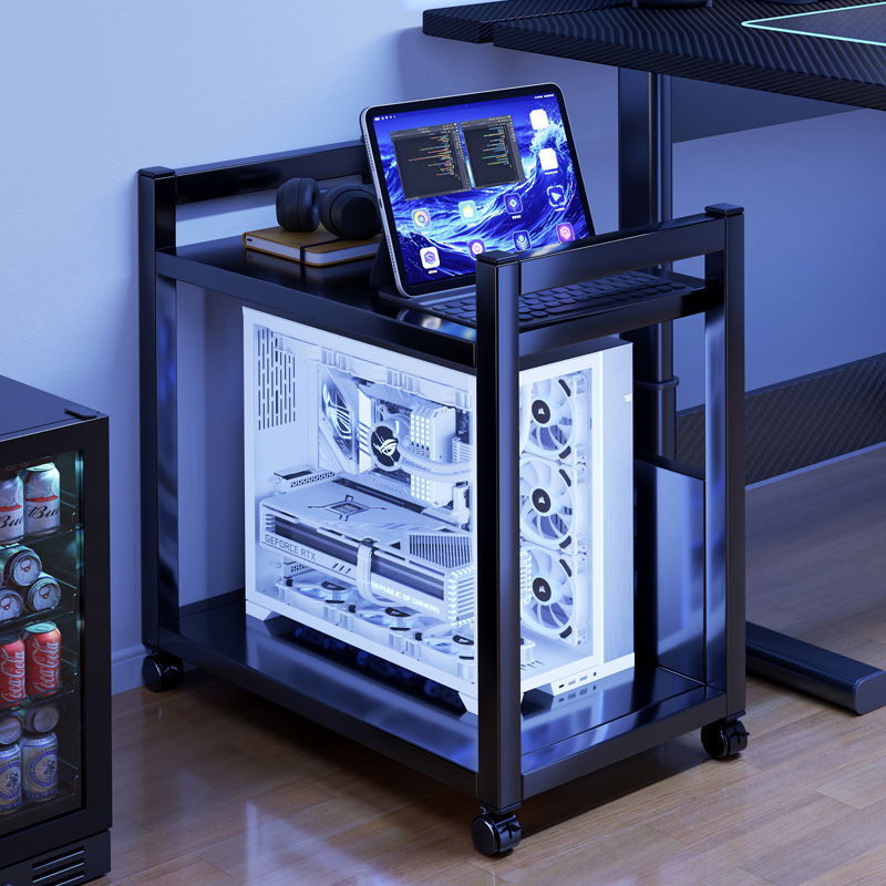 Computer Host Stand, Simple Multi-Layer Movable Case Storage Rack, Minimalist Style Under-Desk Trolley Computer Host Stand, Simple Multi-Layer Movable Case Storage Rack, Minimalist Style Under-Desk Trolley
