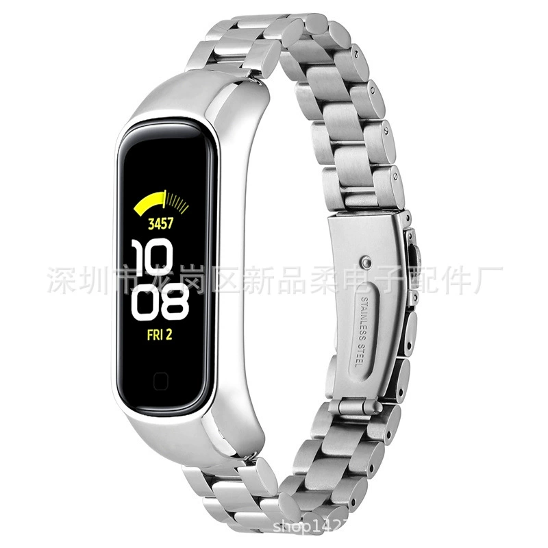 Подходит для Galaxy Fit2 SM-R220 ремешок с тремя звеньями из нержавеющей стали, рамка для ремешка FIT2, стальной ремешок с тремя звеньями