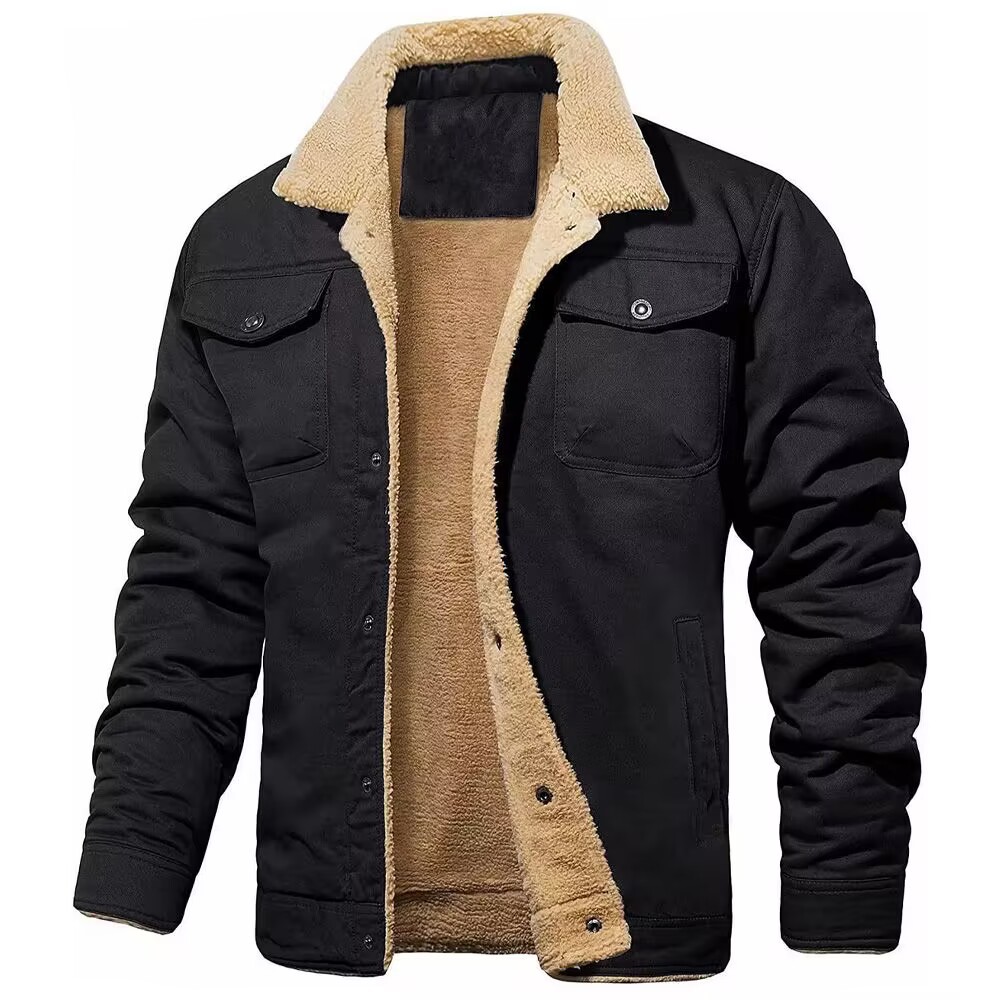 Herren Winter Arbeitsjacke Mit Plüschfutter Und Vielen Taschen_voghion.com