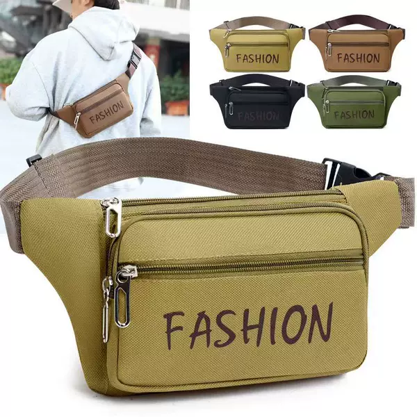 New Men's Oxford Cloth Waist Bag, Business Collection, Large-Capacity Bag, Construction Stall, Multi-Functional Crossbody Bag, Mobile Phone Chest Bag