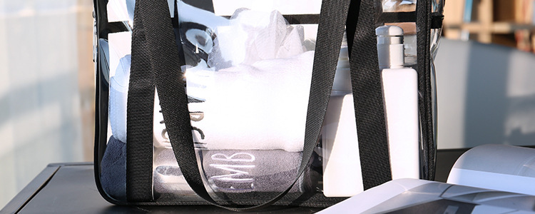 Transparent PVC Tote Bag Large Capacity Waterproof Zippered Jelly Bag Foldable Storage Handbag preparation