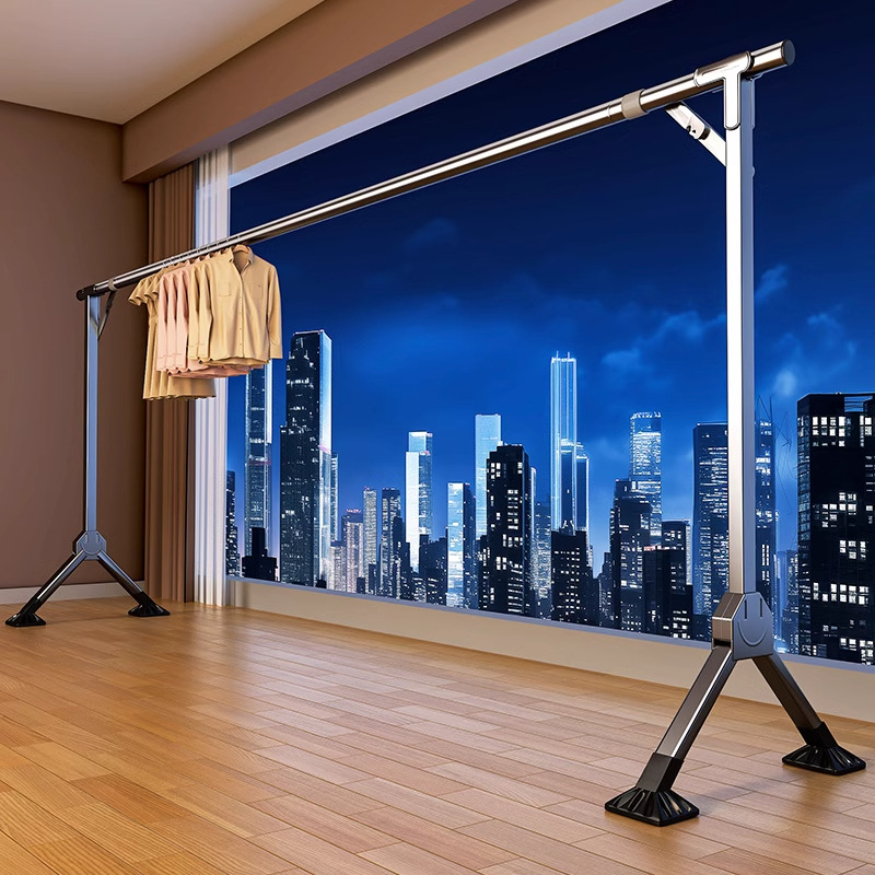 Floor-Standing Foldable Bedroom Balcony Clothes Drying Rack, Baby Clothes Hanger, Dormitory Clothes Drying Rod, Foldable Clothes Rack