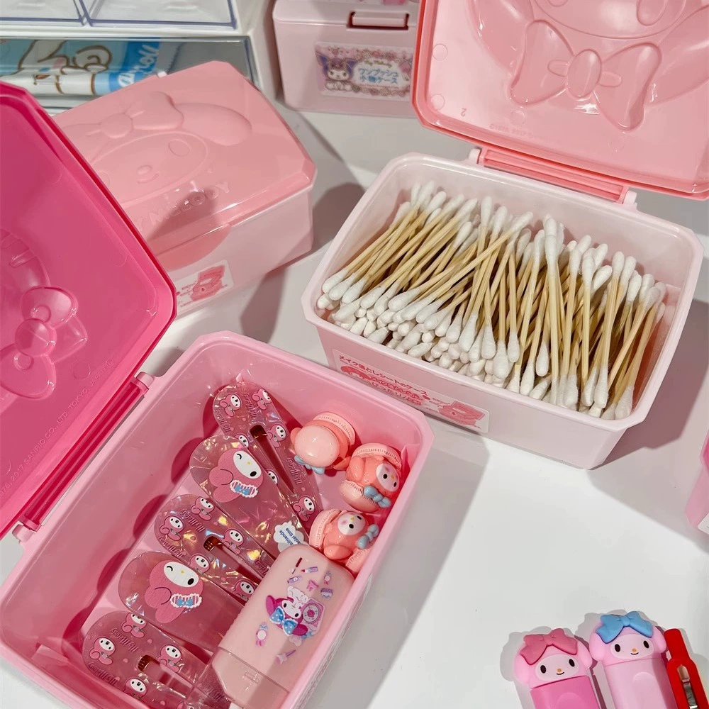 Hello kitty, подлинные мультяшные многоразовые хлопковые диски для хранения, коробка хранения
