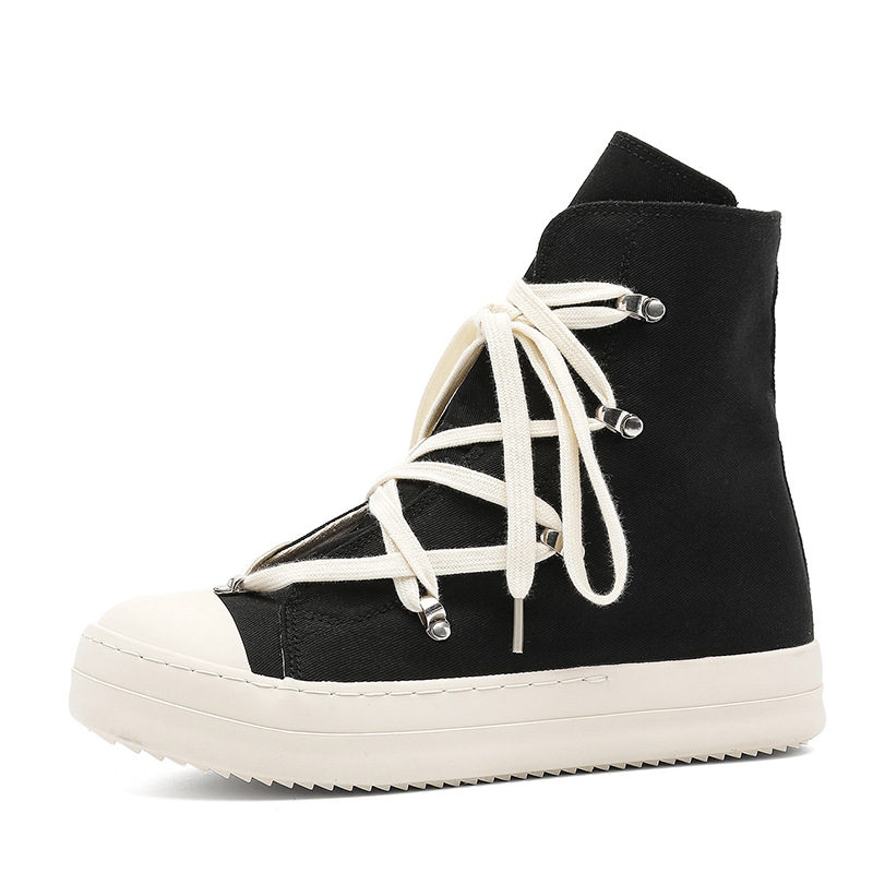 Scarpe da uomo RO High Top, nuove scarpe autunno e inverno, stivali Martin in tela con stella a cinque punte, sneakers casual in vera pelle con suola spessa, alla moda._voghion.com