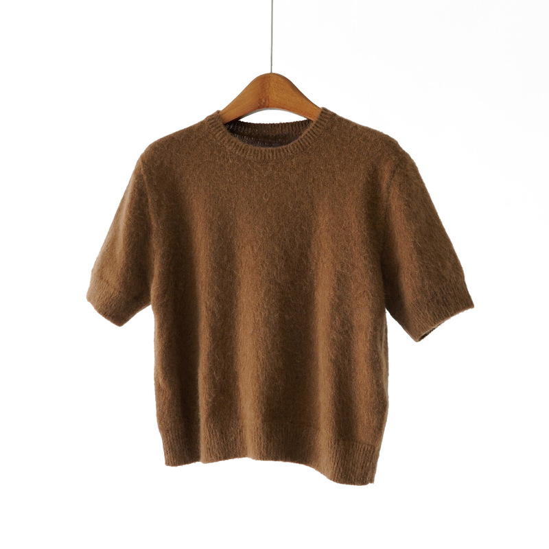 Mother's Channel Yarn! g 1.2W+ Xiaomajia 25 Autumn New Cashmere Alpaca Pullover Short-Sleeved Knitwear for Women