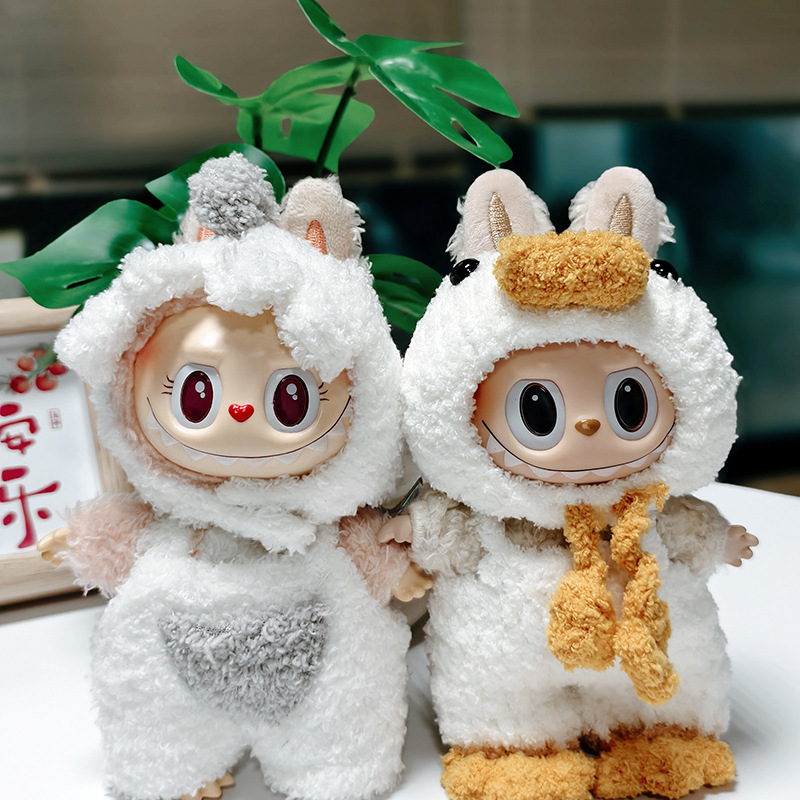 【衣類のみ】labubu ラブブ ビニール服 ベビー服 シットオン パーティー フード 帽子 マカロン 17cm|undefined