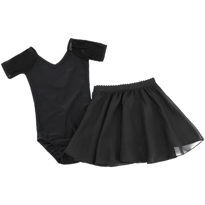 Ropa de baile para niños ropa de práctica ropa de ballet malla de manga corta para niña gasa para niños ropa de rendimiento de una pieza traje