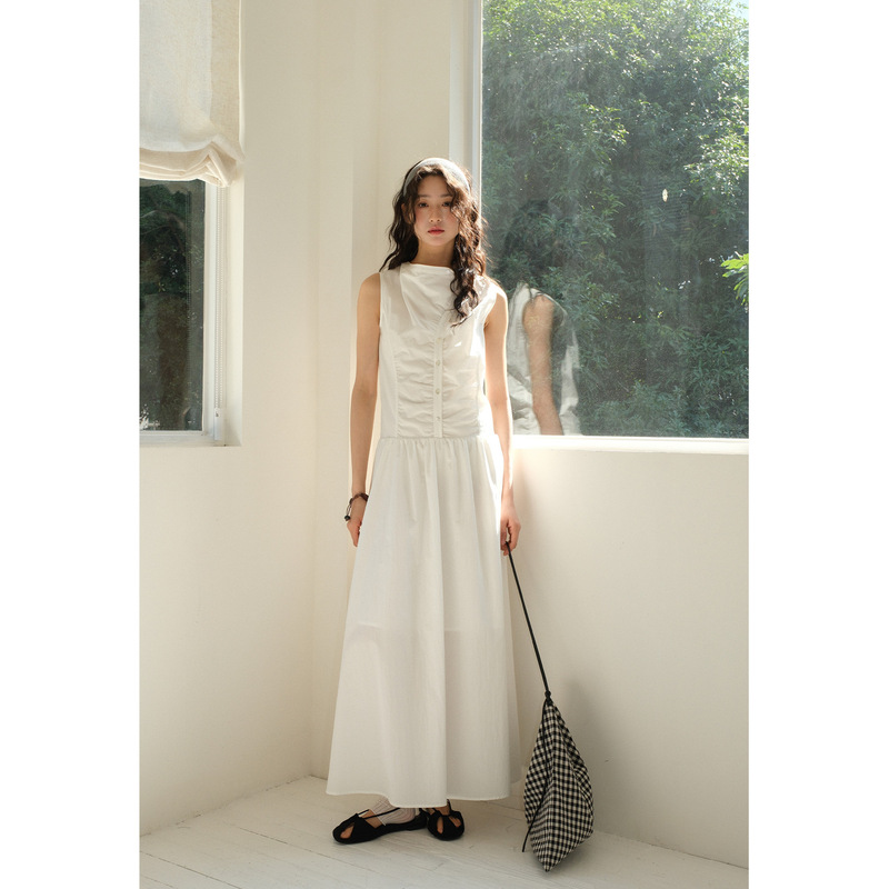 Neihe 2026 Sleeveless Ruched Long Dress with a High-Neck Design, Summer Elegant and Sophisticated Style 258225 Neihe 2026 Sleeveless Ruched Long Dress with a High-Neck Design, Summer Elegant and Sophisticated Style 258225