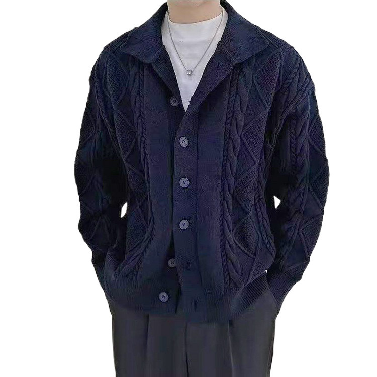 Explosiones transfronterizas de tamaño grande europeo jersey de punto suéter de hombre chaqueta de fijación de ganado chaqueta de invierno fábrica de suéter al por mayor