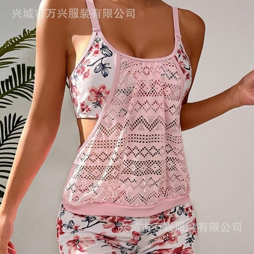 2025 Tankini Split Swimsuit, Slimming Straps, Four-Corner Shorts, Conservative Women's Swimwear